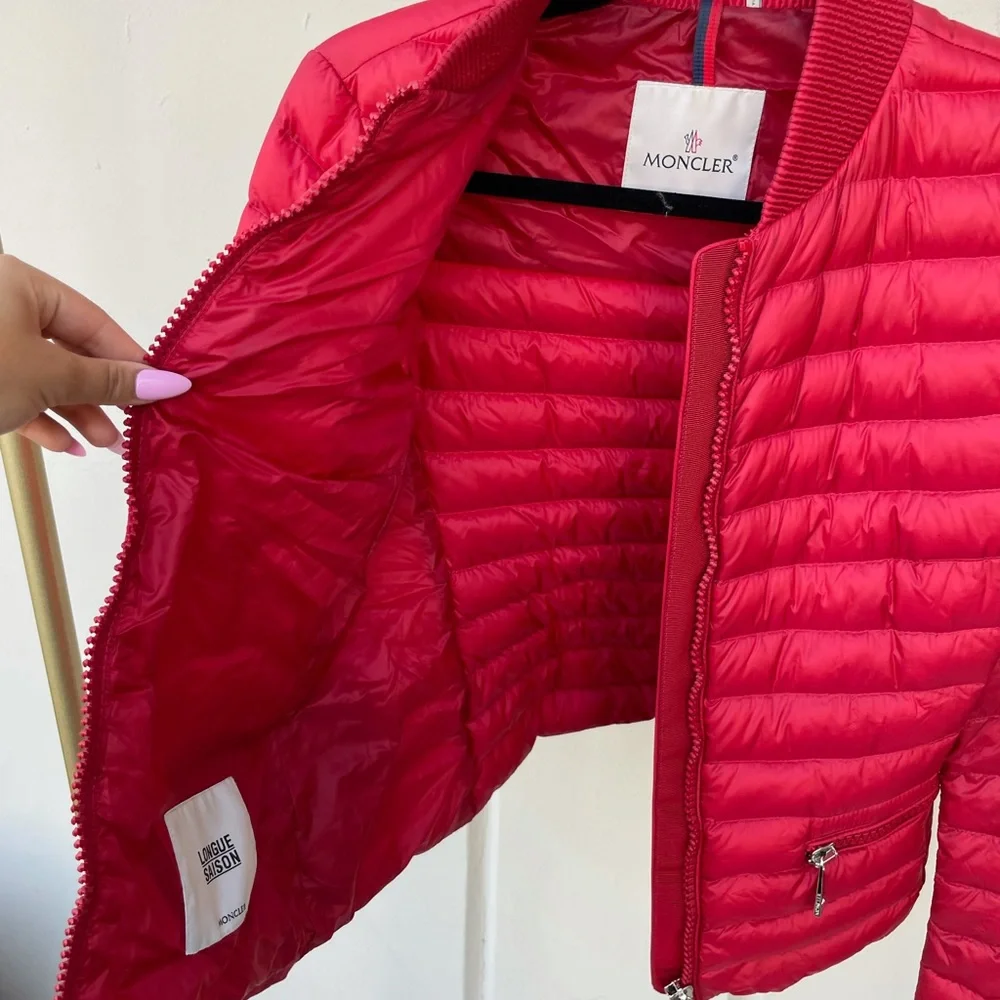Moncler red puffer jacket size 1